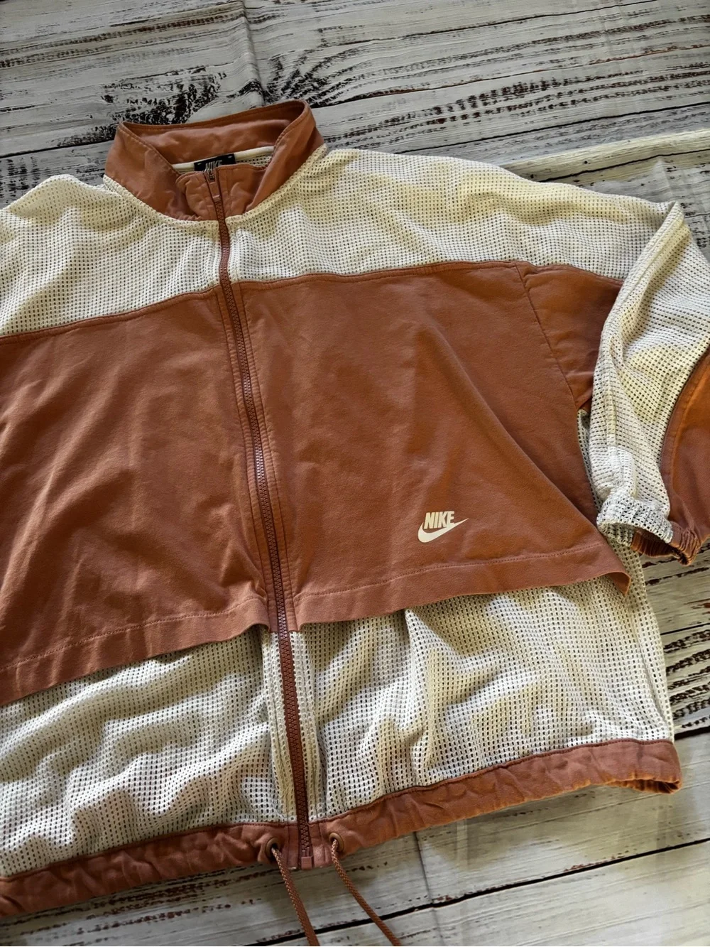 Nike Women’s Dusty Rose and Cream Mesh Zip Bomber Jacket